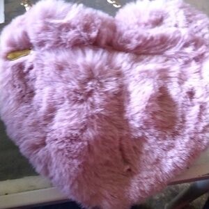 Fur pink heart bag